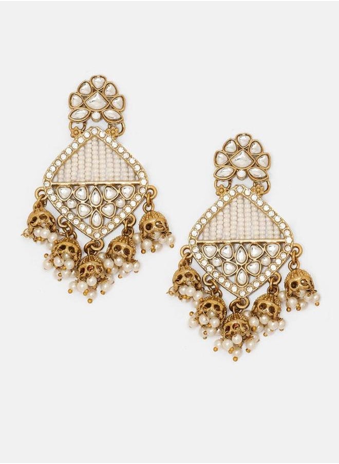 Priyaasi Elegant Women Brass Earrings with pattern and secured with Post and Back closure and styled in ideal for Ethnic moments — a must-have for your statement wardrobe.  - Image 2