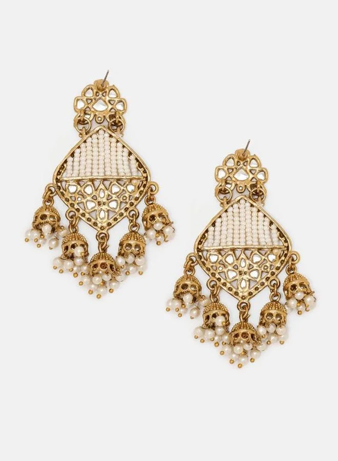 Priyaasi Elegant Women Brass Earrings with pattern and secured with Post and Back closure and styled in ideal for Ethnic moments — a must-have for your statement wardrobe.