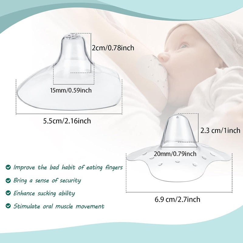 Nuanchu 8 Pcs Nipple Shields for Nursing Newborn Breastfeeding 20 mm 15 mm Nipple Shield Bulk Silicone Protector with Clear Carrying Case for Protecting Sore Flat or Inverted - Image 2
