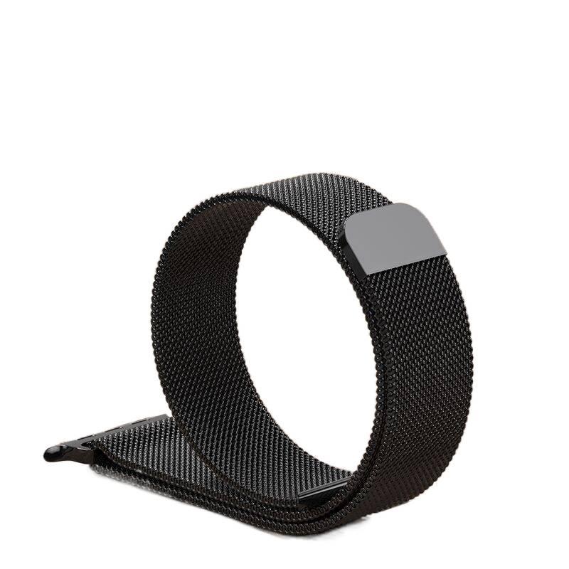 QX سوار ساعة ذكية سوار معدني من الستانلس ستيل متوافق مع Apple Watch / SE بملاءمة قابلة للتعديل وحزام بديل بتصميم معدني أنيق باللون أسود قابل للتعديل باللون الأسود - Image 2