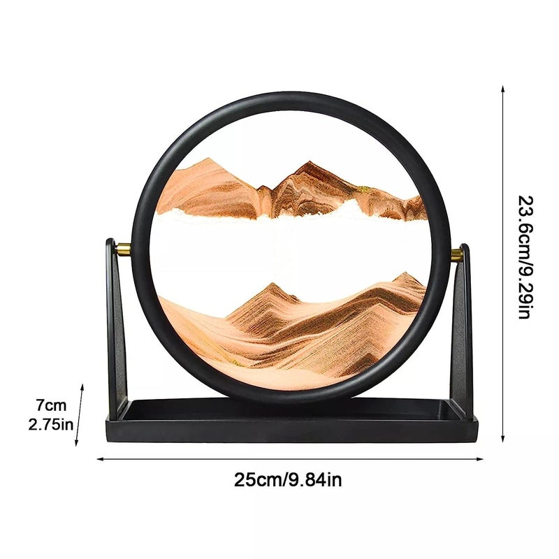 NIRVITTHAL Moving Sand Art Picture3D Deep Sea Sandscape in Motion Display Round Glass Flowing Sand Frame Kids Large Desktop Sand Art 25CM Orange - Image 5