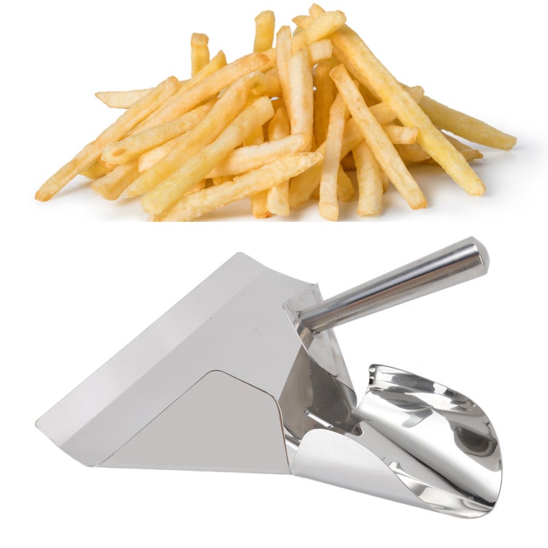 French Fries Shovel Stainless Steel Anti Scald Handle Food Scooper - Dishwasher Safe Multipurpose Scoop for Cinemas Buffets Commercial Home Use - Image 4