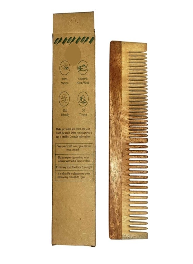 TECHSUPREME Pure & Natural Neem Wide Teeth Wooden Comb for Mens & Womens | Reduces Hair Fall & Control Dandruff | Hair Styling & Travel Grooming (LiliComb) - Image 1