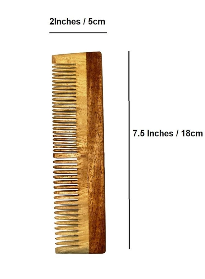 TECHSUPREME Pure & Natural Neem Wide Teeth Wooden Comb for Mens & Womens | Reduces Hair Fall & Control Dandruff | Hair Styling & Travel Grooming (LiliComb) - Image 2