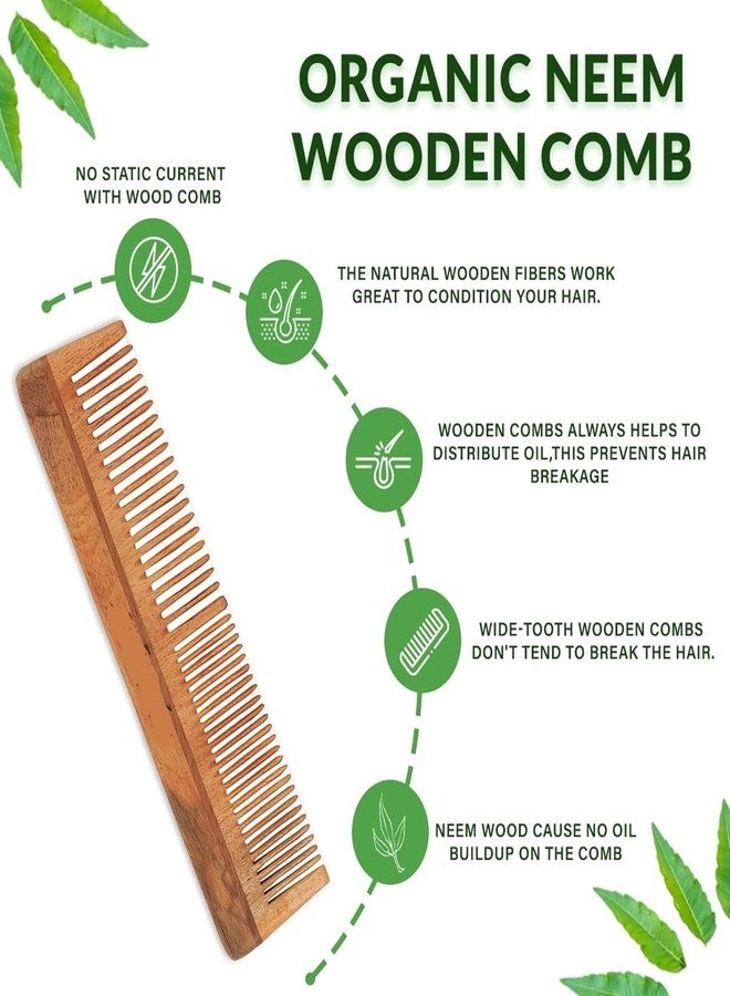 TECHSUPREME Pure & Natural Neem Wide Teeth Wooden Comb for Mens & Womens | Reduces Hair Fall & Control Dandruff | Hair Styling & Travel Grooming (LiliComb) - Image 5