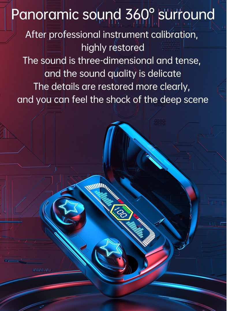 Wireless Bluetooth Headset TWS Noise Reduction Waterproof Headset Light Mini Bluetooth Earbar Black Headset - Image 5