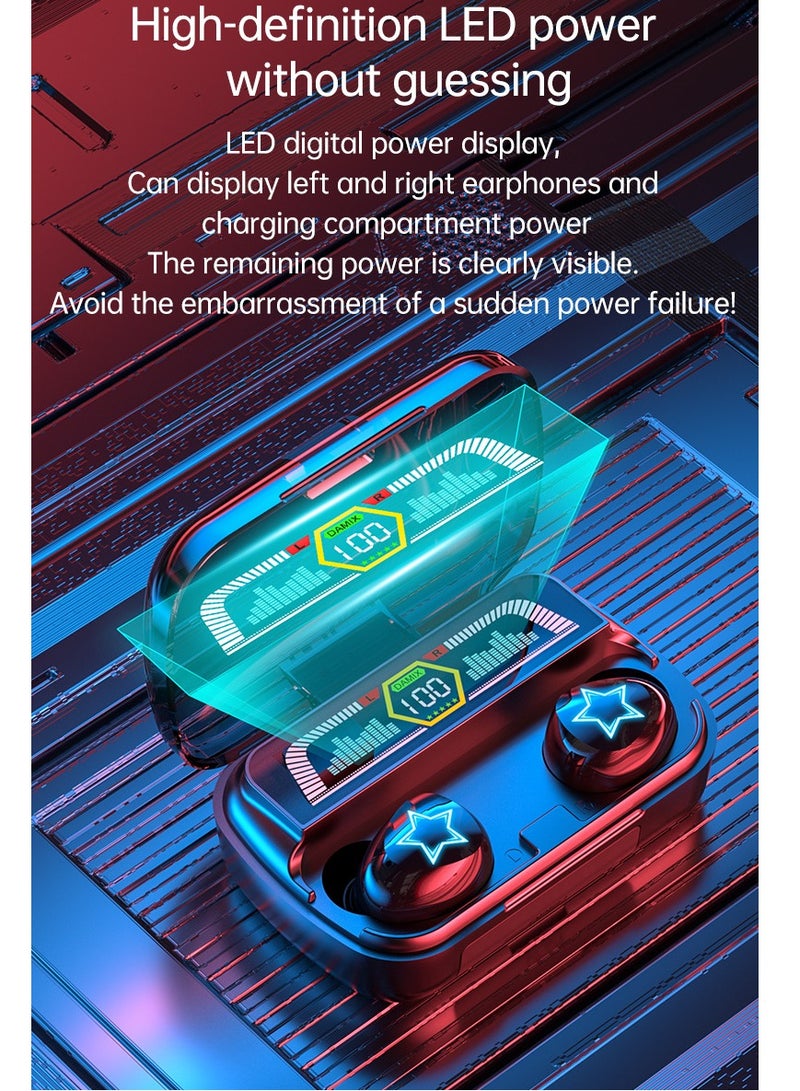 Wireless Bluetooth Headset TWS Noise Reduction Waterproof Headset Light Mini Bluetooth Earbar Black Headset - Image 4