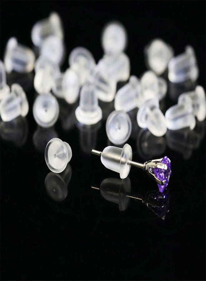 Meniala Silicone Earring Backs, 200 Pieces Clear Hypoallergenic Stoppers for Stud, Post, Hoop, Fishhook Earrings - Image 1