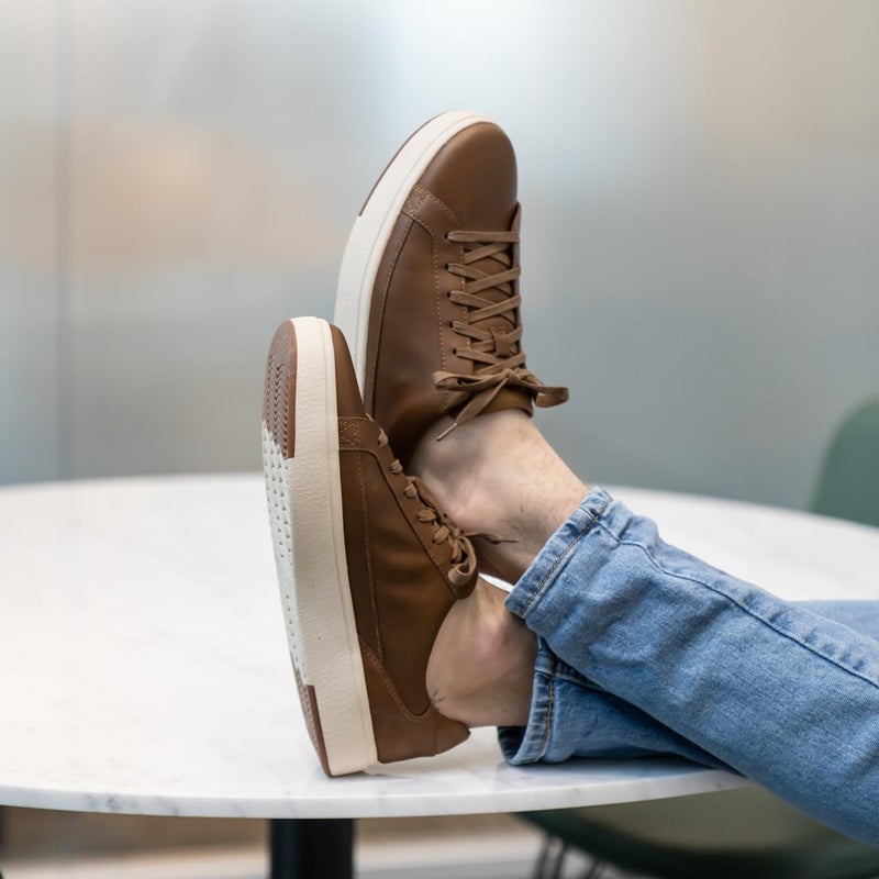 Kizik Slip On Sneakers: Vegas - Low-Profile, Genuine Full Grain Leather Sneakers for Women & Men, Hands Free Convenience, Classy or Casual Wear - Chestnut M5.5/W7 - Image 2