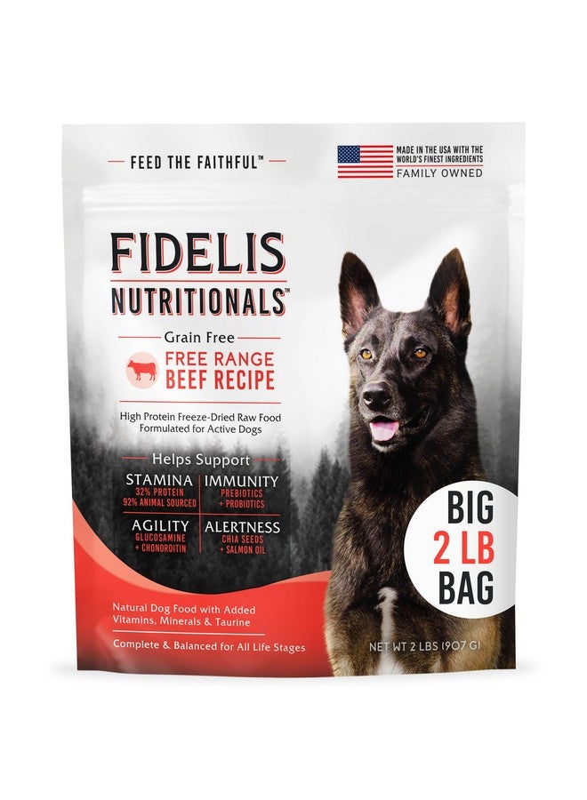 Fidelis High Protein Grain-Free Freeze-Dried Raw Dog Food, Mixer, Animal Protein, Omega 3, Glucosamine, Cranberries, Blueberries, Active Dogs Small & Large, Adult & Puppy, Made In Usa, Beef, 2 Lbs - Image 1