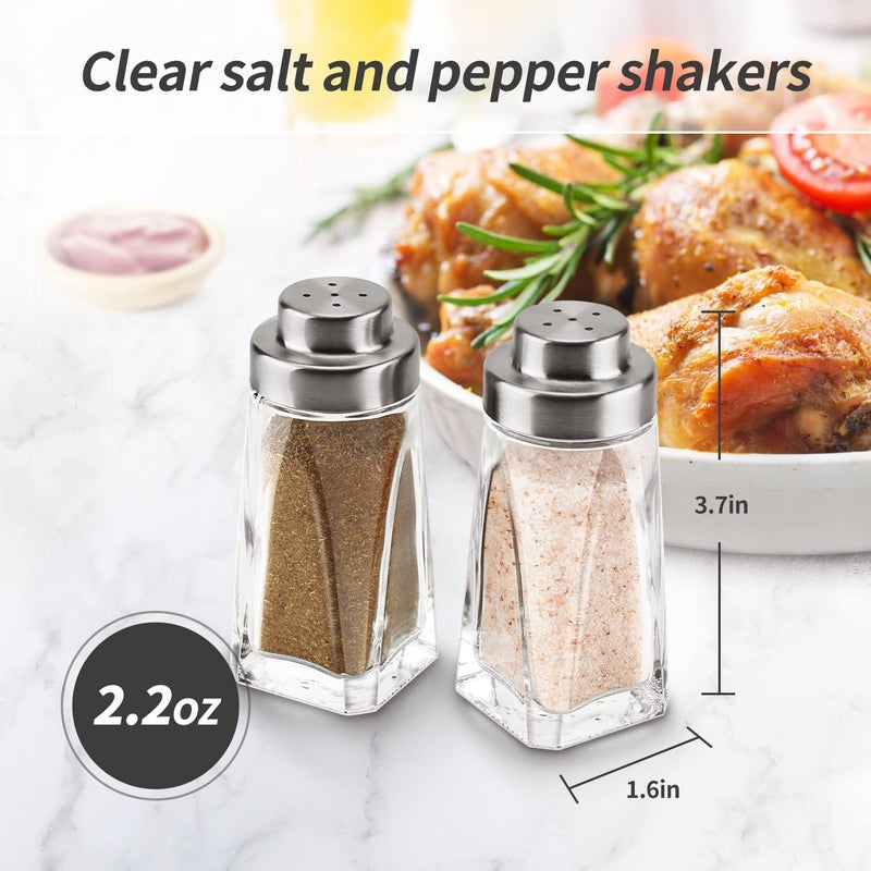 Aelga Glass Salt and Pepper Shakers Set - Aelga Salt Shaker with Stainless Steel Lid - Elegant Farmhouse Kitchen Decoration(2pcs) - Image 2