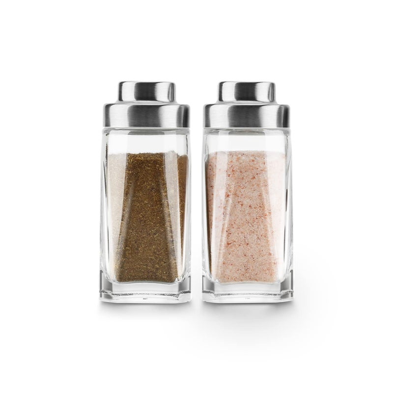 Aelga Glass Salt and Pepper Shakers Set - Aelga Salt Shaker with Stainless Steel Lid - Elegant Farmhouse Kitchen Decoration(2pcs) - Image 1