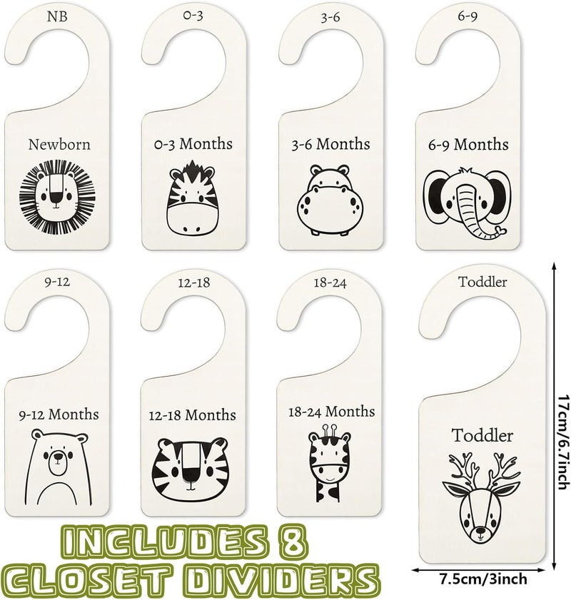 Whaline 8Pcs Wooden Baby Closet Dividers Jungle Animal Theme - Image 2