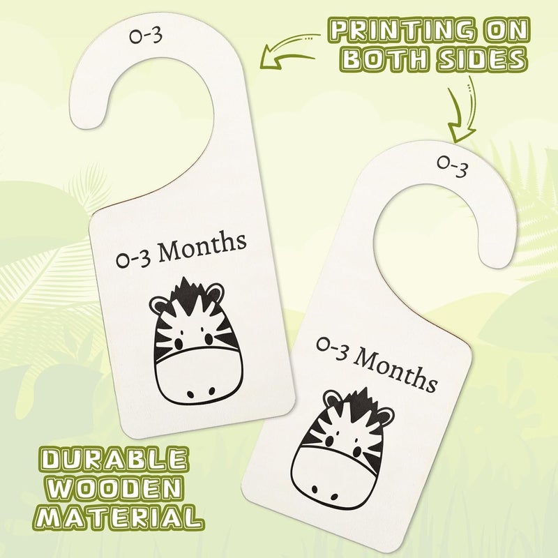 Whaline 8Pcs Wooden Baby Closet Dividers Jungle Animal Theme - Image 3