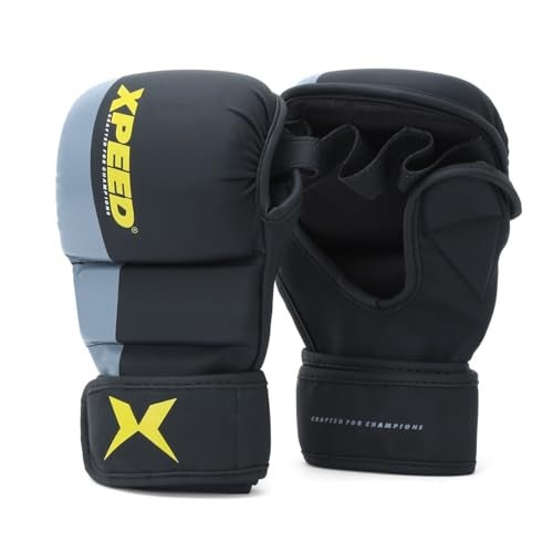 XPEED Striking Grappling Gloves, XP1504 PU Grappling Glove for Martail Arts, Combat Sports, MMA, Training Glove, Versatile Sports Gloves | Wrap Around Hook & Loop Closure (L/XL, Yellow) - Image 1