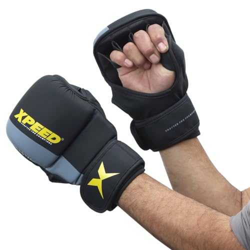XPEED Striking Grappling Gloves, XP1504 PU Grappling Glove for Martail Arts, Combat Sports, MMA, Training Glove, Versatile Sports Gloves | Wrap Around Hook & Loop Closure (L/XL, Yellow) - Image 5
