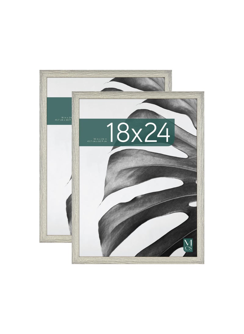 MCS MCS Studio Gallery 18x24 Poster Frame White Woodgrain Vertical  Horizontal Wall Hanging Large Picture Frame for Photos Posters  Art Prints 2Pack 