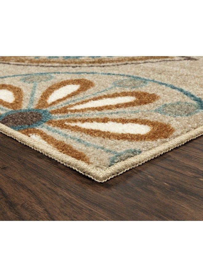 Maples Rugs سجادة مطبخ ريجى من مابلز - مصنوعة في الولايات المتحدة - قابلة للغسل، سجادة داخلية غير قابلة للانزلاق للمدخل، الردهة، المطبخ، والحمام، 2'6 x 3'10، بيج - Image 3