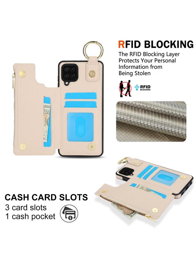 S-TOP Case For Samsung Galaxy A12 RFlD Anti-theft Double Buckle Ring Zipper Card Phone Case - Image 3