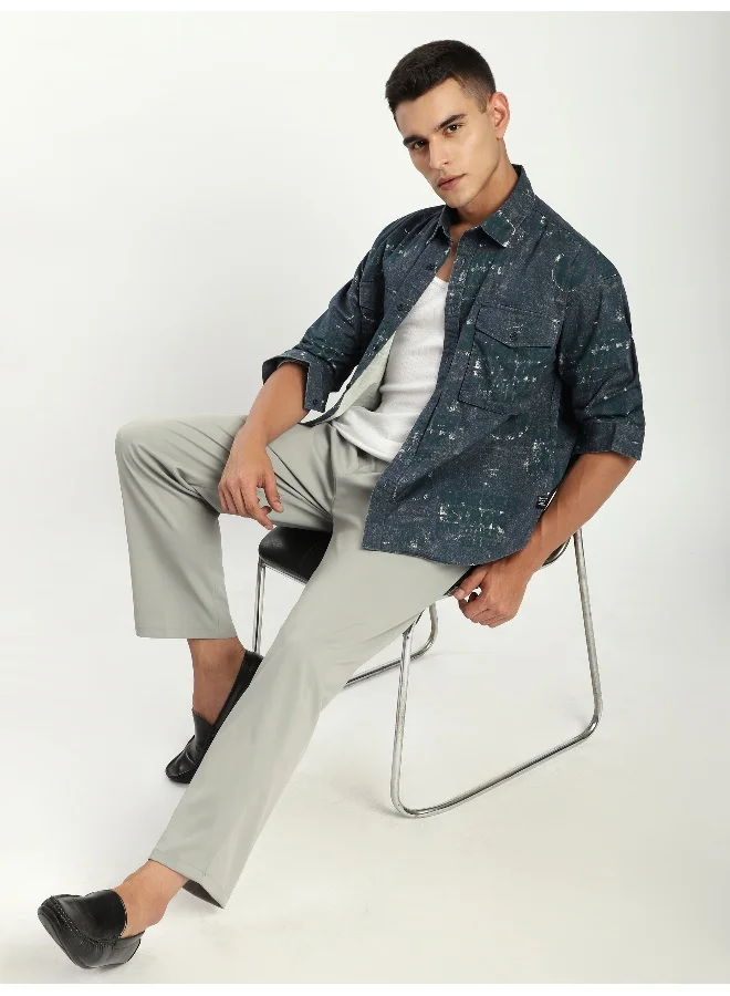 بيونغ أوفرشيرت بطبعة تجريدية خضراء وزرقاء