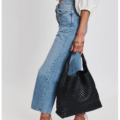 Geelyda 2025 Woven Leather Tote Bag with Purse, Extra Large Capacity Vegan Leather Tote Bag Women Weekender Bag Shopper Handbag Travel Shoulder Bag (Black) - Image 2