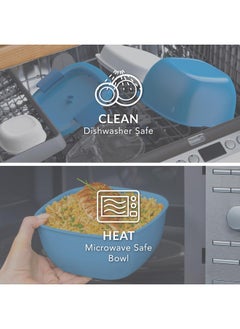 Bentgo Bentgo All-in-One Salad Container - Large Salad Bowl, Bento Box Tray, Leak-Proof Sauce Container, Airtight Lid, & Fork for Healthy Adult Lunches; BPA-Free & Dishwasher/Microwave Safe (Blue)  - Image 4