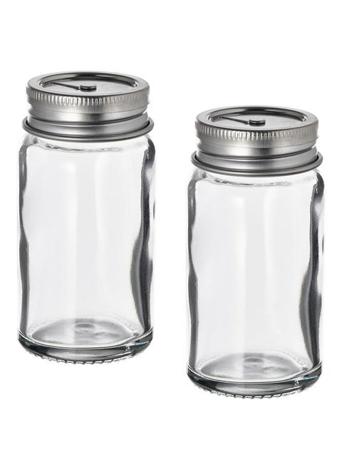 Salt And Pepper Shakers, Clear Glass/Stainless Steel, 8 Cm