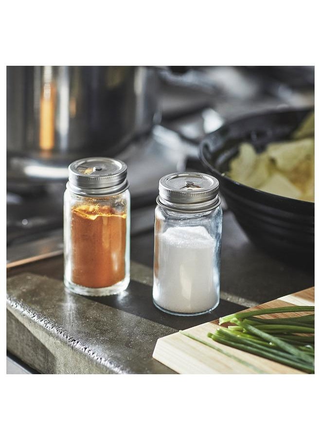 erorex - Salt And Pepper Shakers, Clear Glass/Stainless Steel, 8 Cm - Image 1