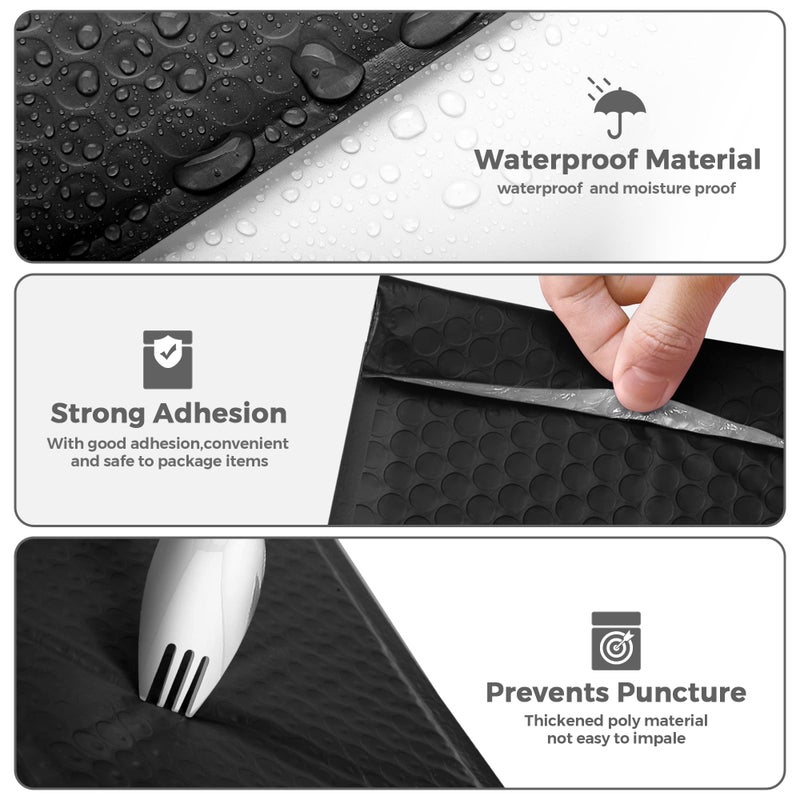 Metronic Bubble Mailers 8.5x12" 40 Pack Black Padded Envelopes Usable Size 8.5 x 11" Strong Adhesion Bubble Envelopes Medium Mailing Envelopes Bubble Padded for Small Business Shipping Books Clothes - Image 5