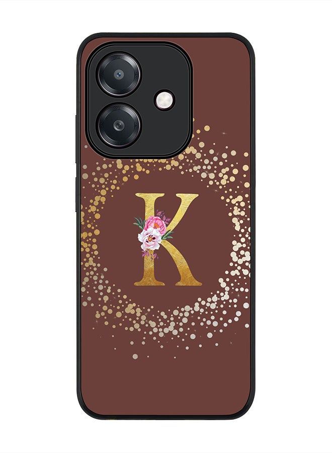 Stylizedd For Oppo A5i Case,Slim fit Camera Protection, Shockproof Thin Phone cover  - Custom Monogram Floral - K  (Brown )