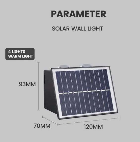 kh Solar Outdoor Wall Lights Up and Down 4 LED Outdoor Lamp Solar Wall Lights, IP65 Waterproof Patio Wall Light, Solar Exterior Lights for House Garage Garden (Warm White) (1 Pc) - Image 3