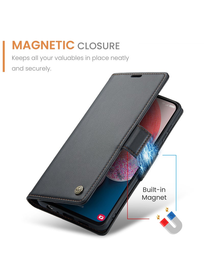 Phone Case for Samsung Galaxy A13 4G Anti-scratch Leather Kickstand Card Slot Money Pocket black - Image 2
