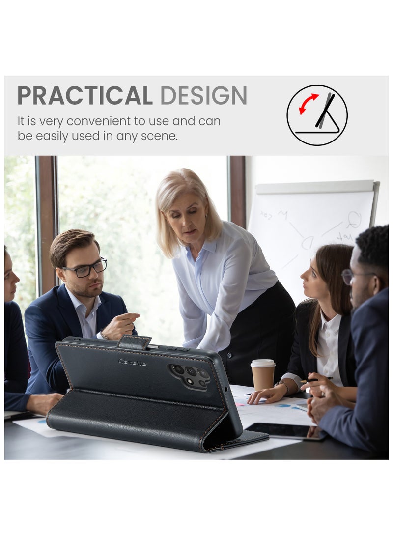 Phone Case for Samsung Galaxy A13 4G Anti-scratch Leather Kickstand Card Slot Money Pocket black - Image 4