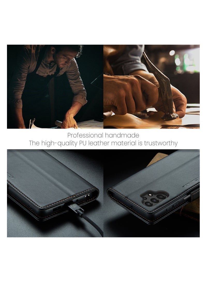 Phone Case for Samsung Galaxy A13 4G Anti-scratch Leather Kickstand Card Slot Money Pocket black - Image 5