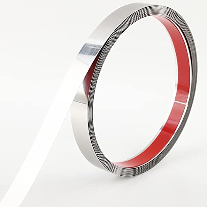 WALL TRIM & FIREPLACE MOLDING | SILVER STAINLESS STEEL METALIZED MIRROR-LIKE FINISH, PEEL AND STICK DESIGN, 16.4 FT X 1.6 IN - Image 2