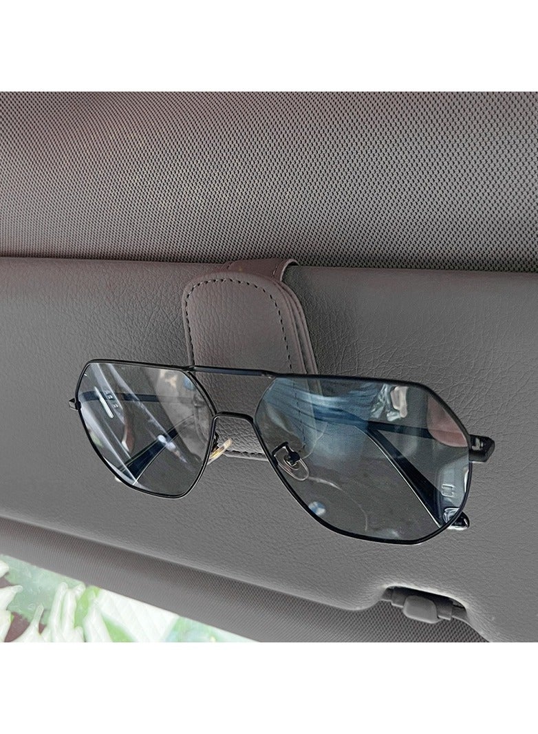 Generic Magnetic leather Sunglasses Holder for Car Visors - Premium Leather,Ticket Card Holder Car Interior Accessory Storage Clip， Good Grip, Easy to Install - Car Accessory for All Vehicles, 2 Pieces 2 Colors - Image 2