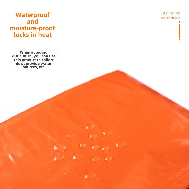 Single-layer aluminum film triangle tent portable outdoor disaster relief tent camping temporary simple sleeping bag warm first aid blanket(Orange tent 240 * 150cm, Single) - Image 5