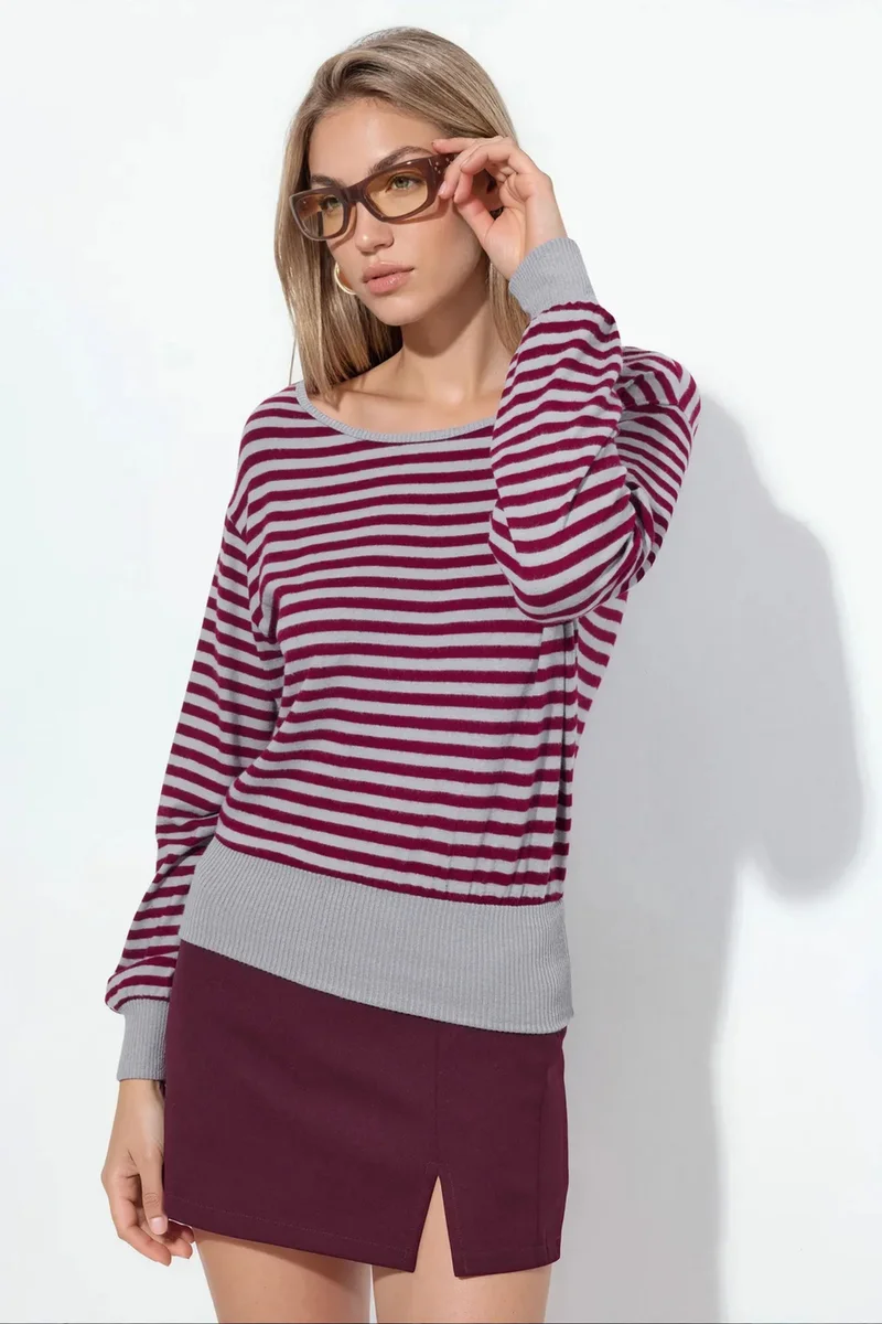 Busem BUSEM Women's Striped Long-sleeve Ribbed T-shirt