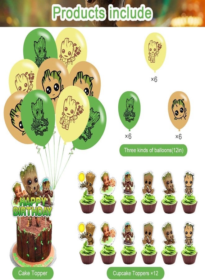 Karg Groot Cartoon Birthday Decorations with Banner, Balloons, Cake Topper, Cupcake Toppers, Stickers - Image 5