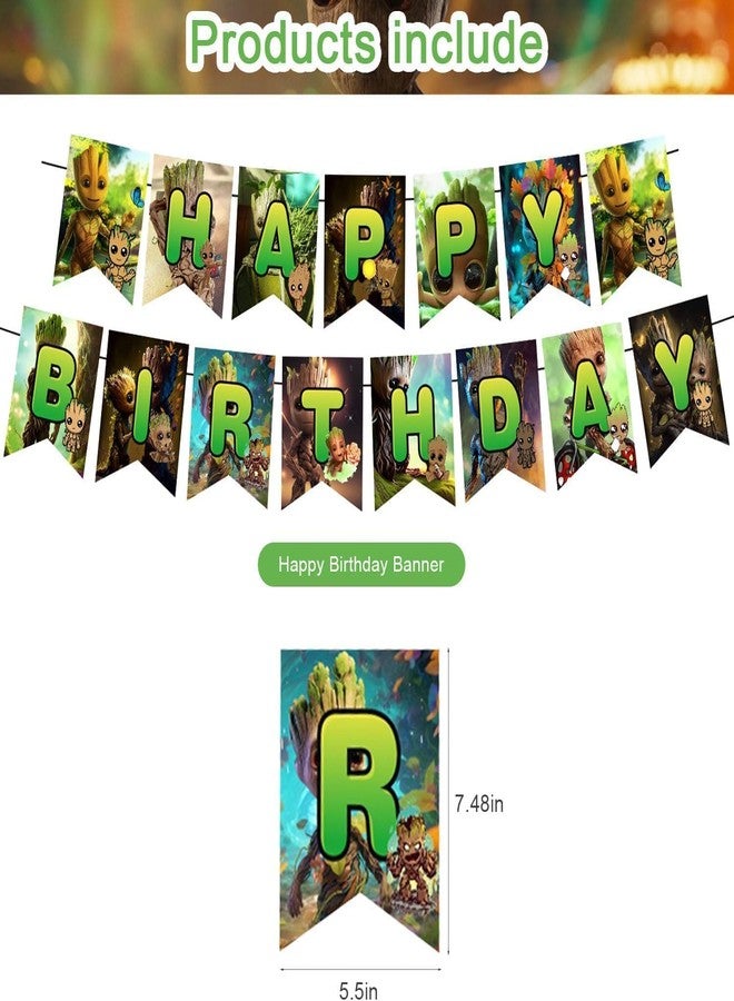 Karg Groot Cartoon Birthday Decorations with Banner, Balloons, Cake Topper, Cupcake Toppers, Stickers - Image 4