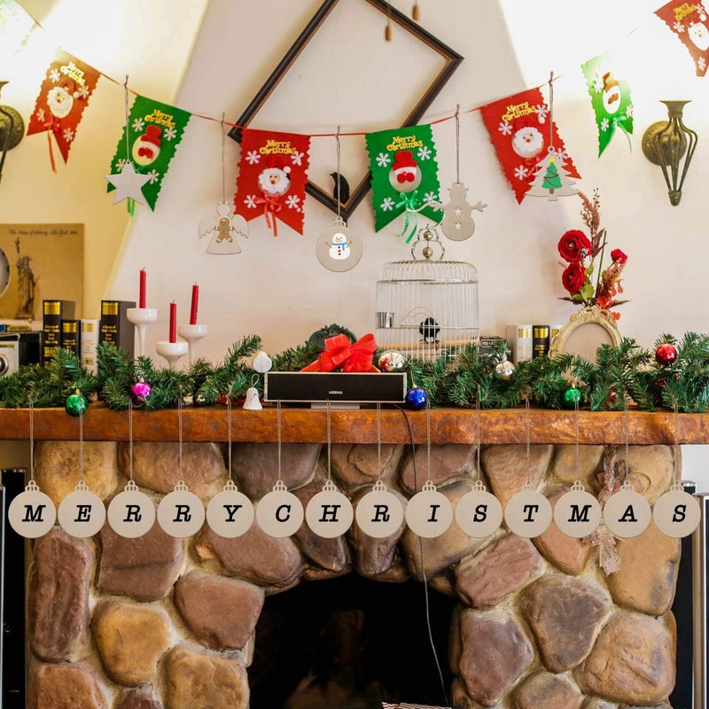 Tmflexe 30 Pcs Unfinished Paintable Blank Wooden Christmas Festival Decoration Ornaments, Xmas Tree Hanging Wood Slices for Kids DIY Art Crafts - Image 3