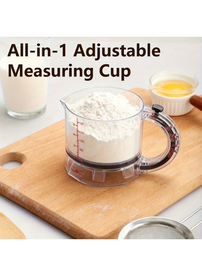 Monda 4-In-1 Adjustable Measuring Cup Adjustable Measuring Cup Multi-Functional Measuring Cup with Scraper-Style Seal Base Measurings Cube Cups for Cooking Kitchen - Image 4