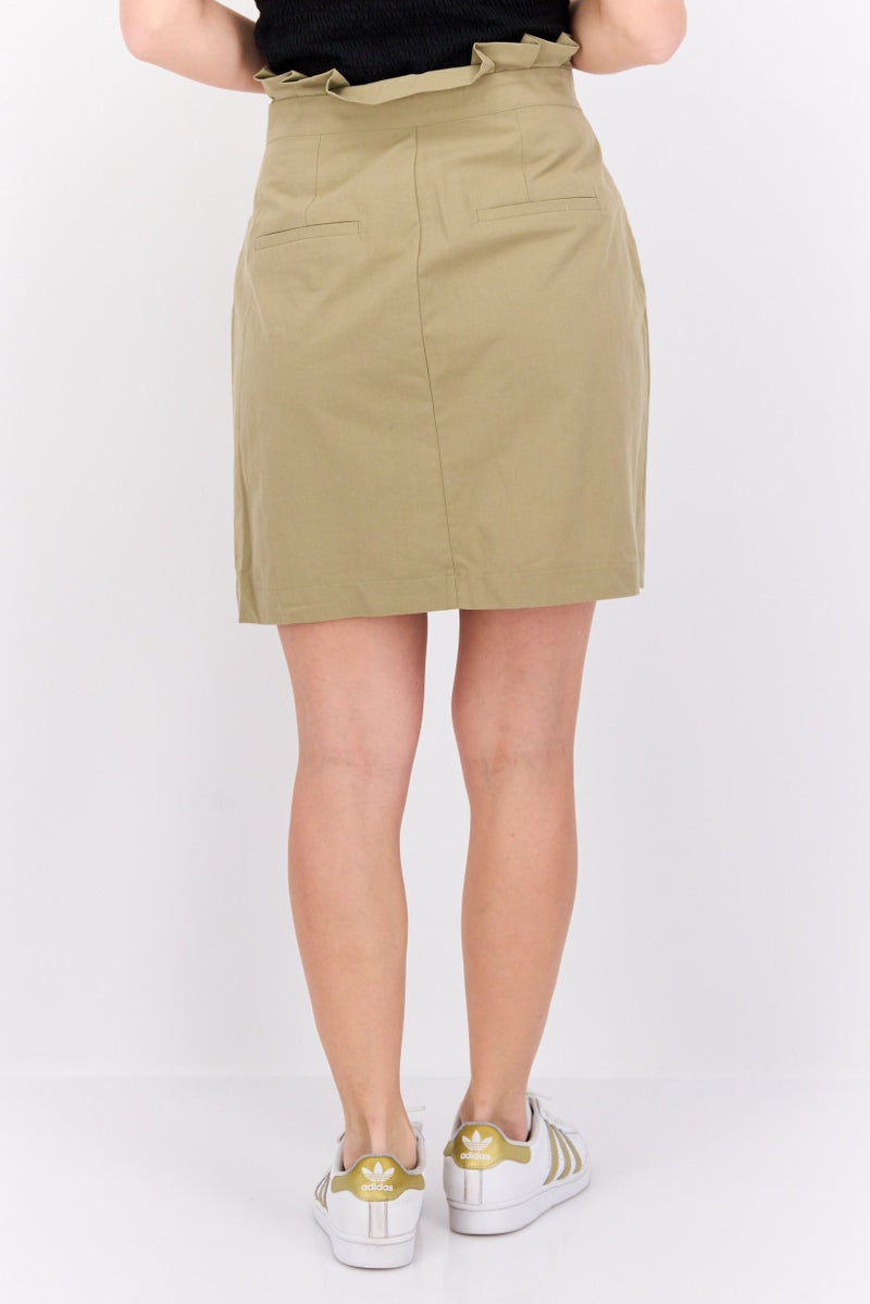 Reserved Women Plain Mini Skirt, Olive - Image 2