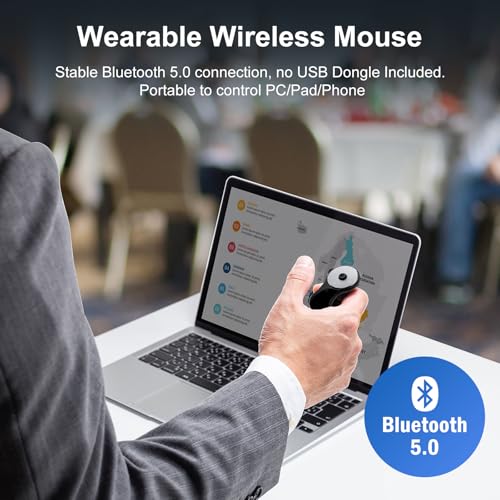 SANWA 3 in 1 Bluetooth Finger Ring Mouse, Wireless Presentation Clicker, Video Scroller & Page Turn for Kindle APP, Mini Wearable Mouse, Rechargeable Handheld Remote Mice for PC, Laptop, Mac, Tablet - Image 2