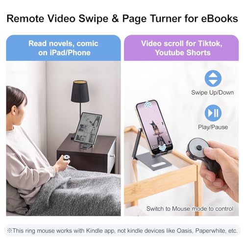SANWA 3 in 1 Bluetooth Finger Ring Mouse, Wireless Presentation Clicker, Video Scroller & Page Turn for Kindle APP, Mini Wearable Mouse, Rechargeable Handheld Remote Mice for PC, Laptop, Mac, Tablet - Image 4