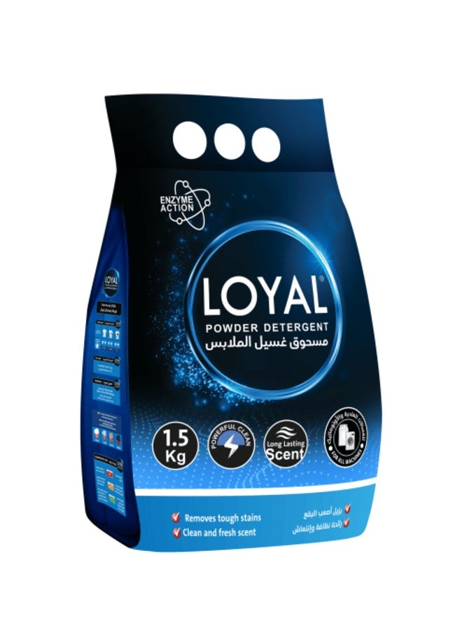 loyal مسحوق منظف بعمل إنزيمي تنظيف قوي ورائحة تدوم طويلاً يزيل البقع الصعبة - 1.5 كجم - Image 1