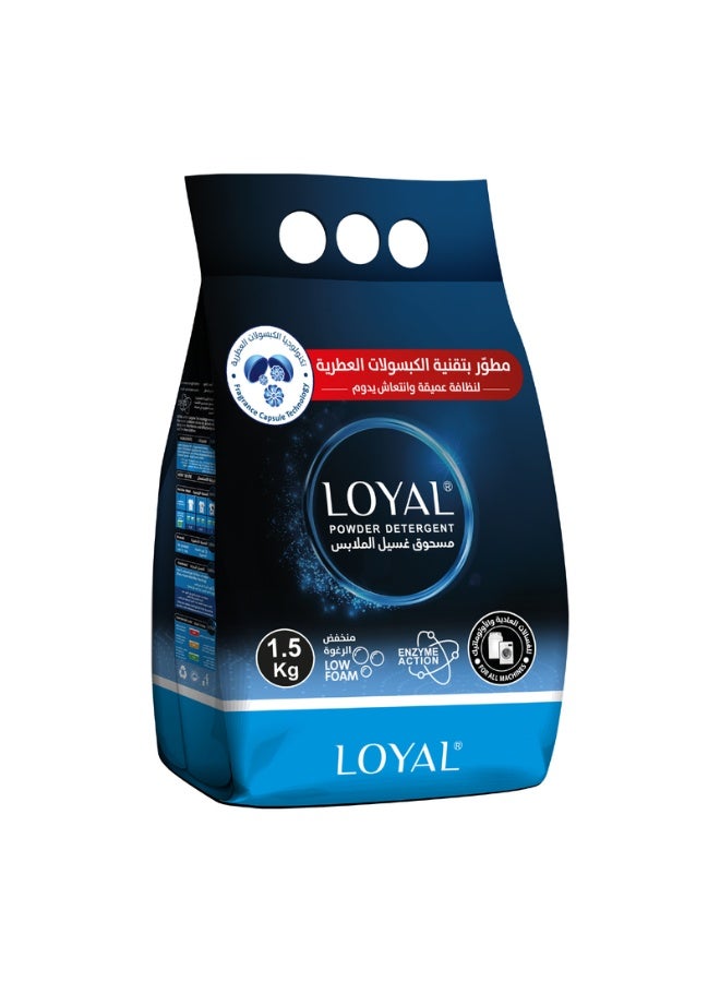 loyal Powder Detergent with Enzyme Action Powerful Clean & Long Lasting Scent Removes Tough Stains - 1.5 kg - Image 1
