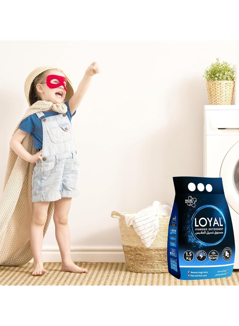 loyal Powder Detergent with Enzyme Action Powerful Clean & Long Lasting Scent Removes Tough Stains - 1.5 kg - Image 5