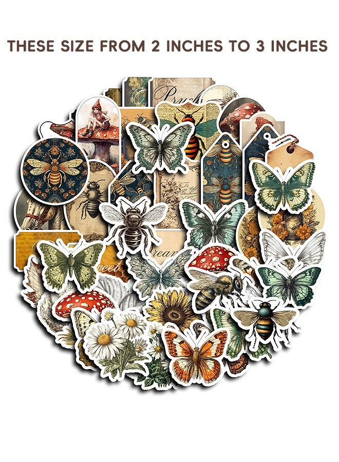 Beyond 50 Pcs Vintage Aesthetic Stickers, Natural Butterflies and Insects Deco Paper Sticker, for Scrapbooking, Journaling Supplies, Planners, Kid DIY Art Crafts - Image 2