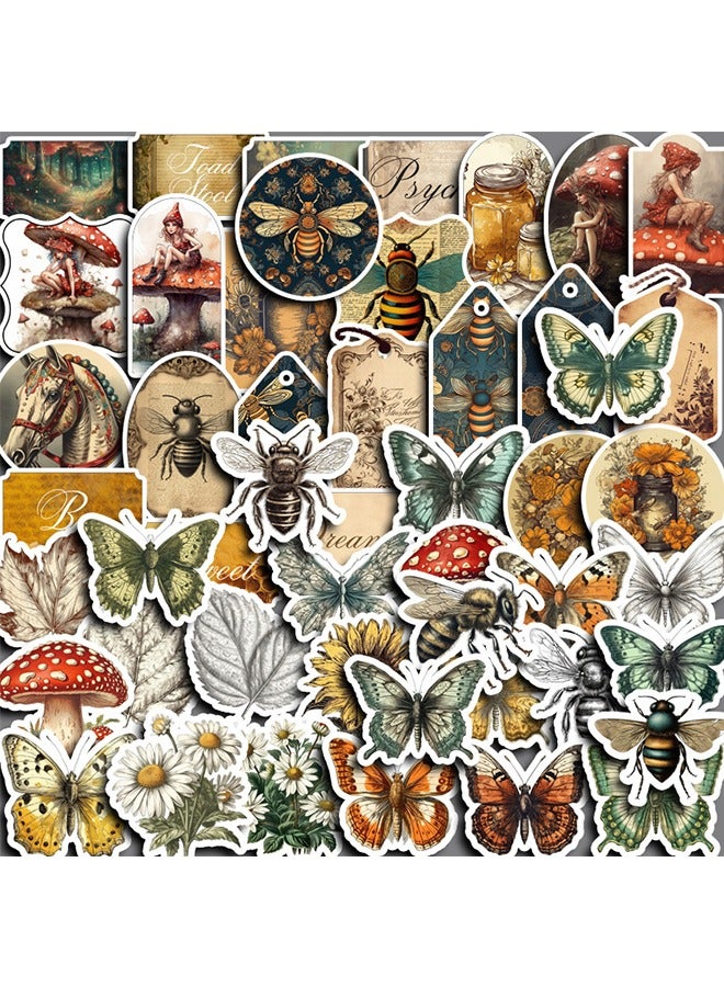 Beyond 50 Pcs Vintage Aesthetic Stickers, Natural Butterflies and Insects Deco Paper Sticker, for Scrapbooking, Journaling Supplies, Planners, Kid DIY Art Crafts - Image 3